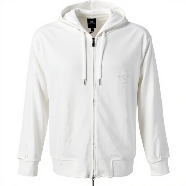 Armani Exchange Felpa con Cappuccio con Logo Tape Cotton Interlock Zip Up Uomo