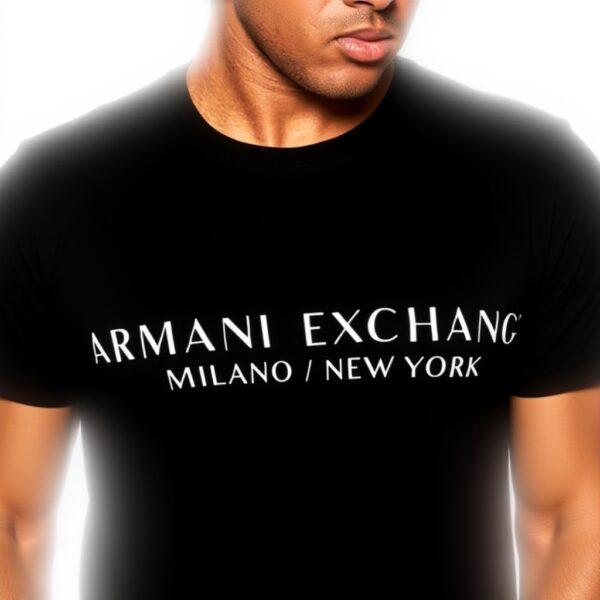 T-shirt Armani Exchange Uomo Slim Fit Cotone Nero Bianco Blu