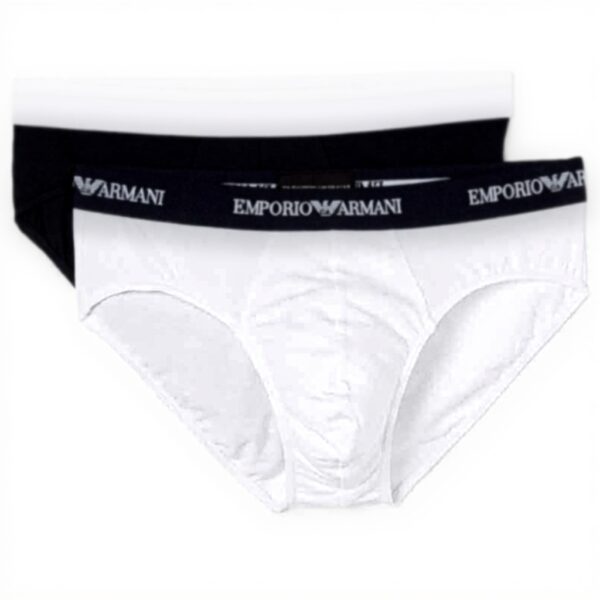 Emporio Armani Slip Uomo Cotone Puro 2 Pezzi Grigio Blu