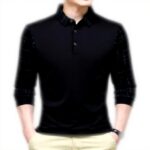 Polo Uomo KLTOPZAN Nero Manica Lunga Tessuto Misto