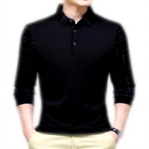 Polo Uomo KLTOPZAN Nero Manica Lunga Tessuto Misto