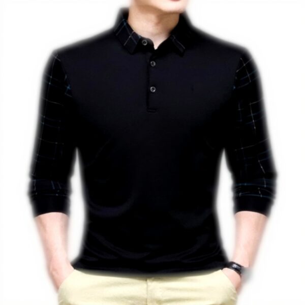 Polo Uomo KLTOPZAN Nero Manica Lunga Tessuto Misto