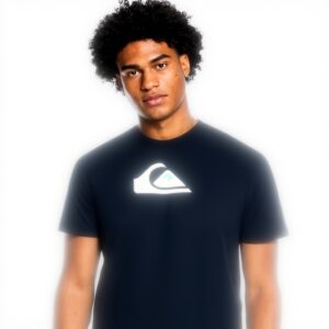 T-Shirt Uomo Quiksilver Logo Cotone Sportivo Nero