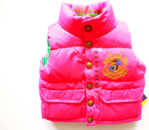 Gilet Ralph Lauren ragazza Rosa Verde piumino smanicato-0