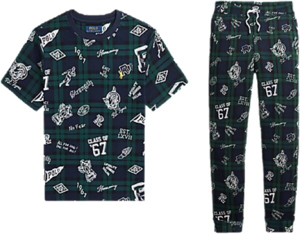 Pigiama Ralph Lauren pile scozzese bambini set maglia-0