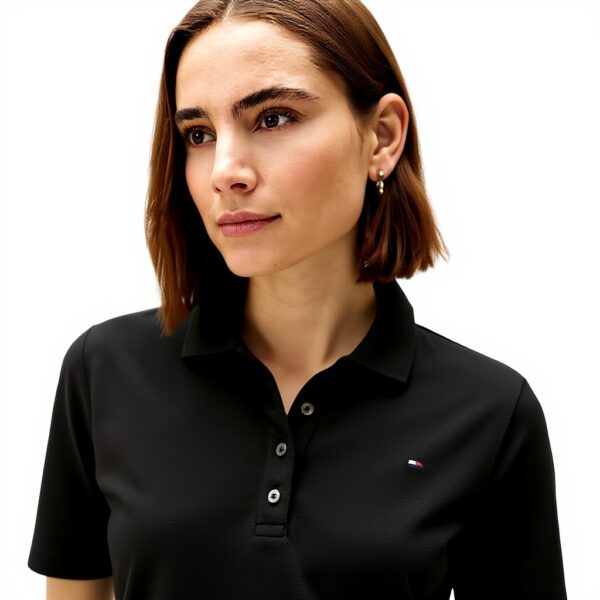 Polo Donna Tommy Hilfiger Nero Cotone Bio Regular Fit