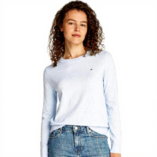 Tommy Hilfiger Donna Pullover Jersey Fine con Scollo Rotondo