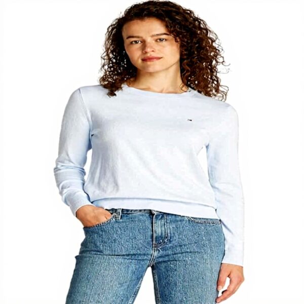 Tommy Hilfiger Donna Pullover Jersey Fine con Scollo Rotondo