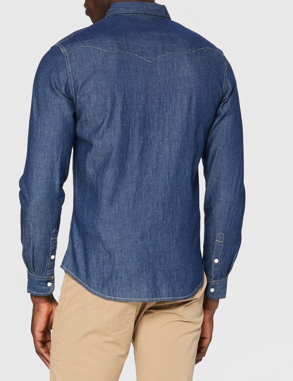 Camicia Denim Wrangler Uomo Western Collo Button Down Blu-3