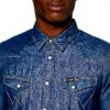 Camicia Denim Wrangler Uomo Western Collo Button Down Blu